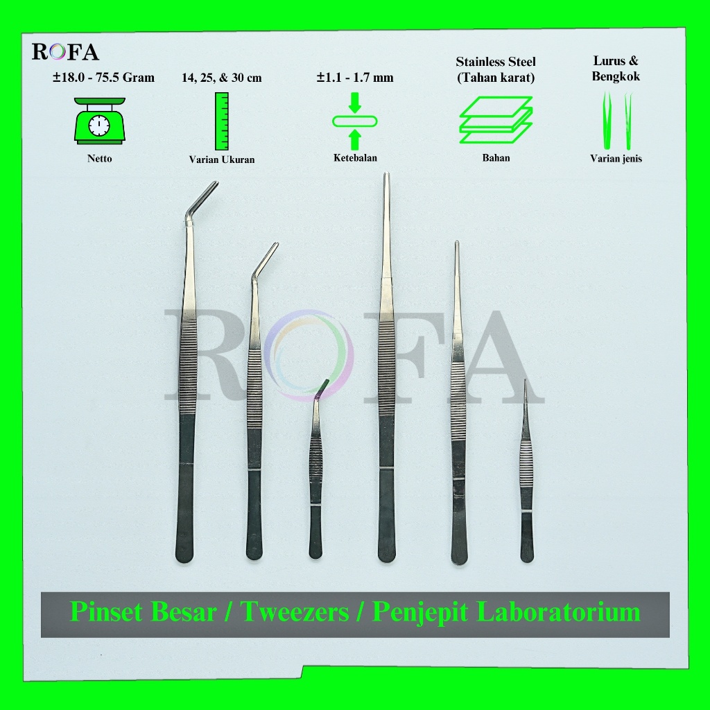 Jual ROFA Pinset Besar / Tweezers / Penjepit Laboratorium / Pinset ...