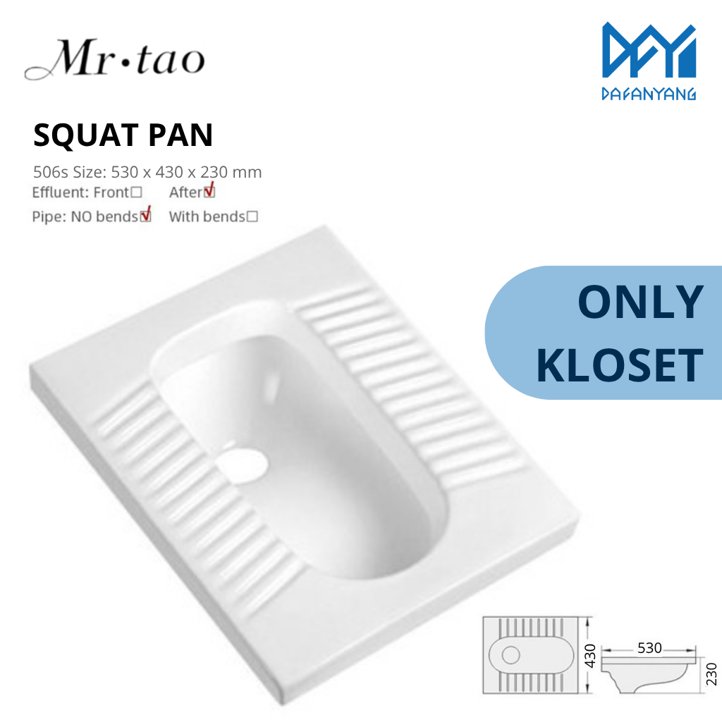 Mr Tao Original Closet Jongkok  506 SNI- Free Packing Kayu | Kloset Jongkok Bercorong Keramik WC Jongkok Toilet Rumah Tangga | Kloset WC Kotak Minimalis