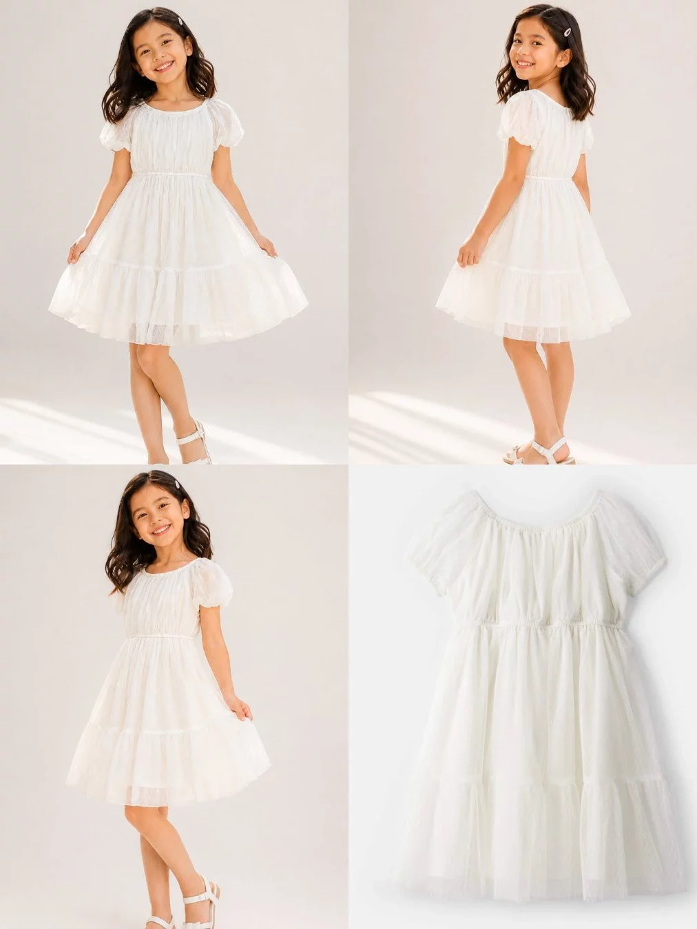 Dress Pesta Anak OSK Girls Short-Sleeve Tulle Dress - 2610