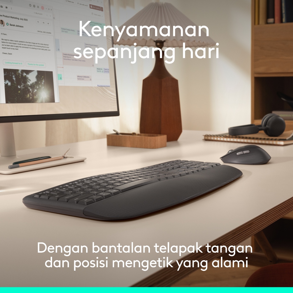 Logitech Signature Comfort Plus Combo MK880 Wireless Keyboard and Mouse Combo, Keyboard Nyaman Ukuran Penuh dengan Sandaran Telapak Tangan, Klik Senya (5)