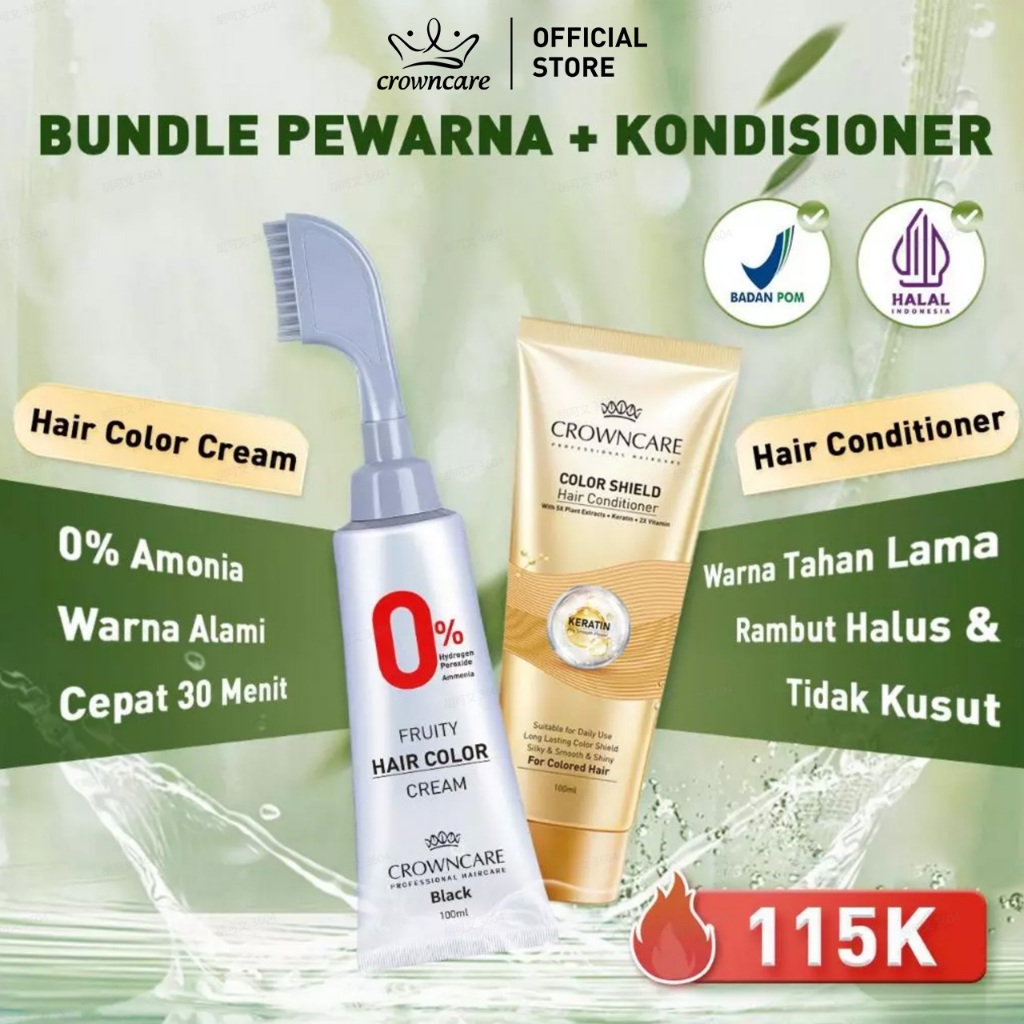 Jual CrownCare Paket Komplit Hair Color Cream 100ml & Color Shield ...