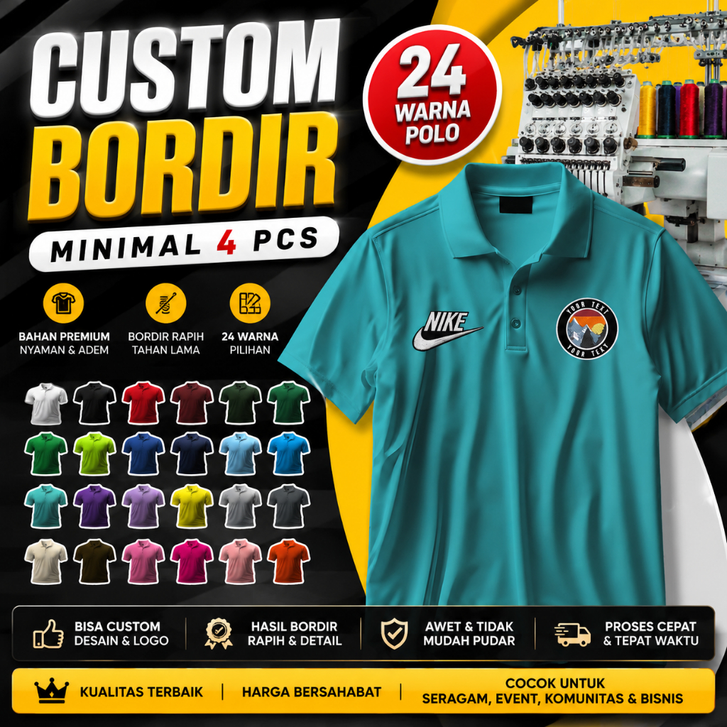 Jual Polo Bordir Custom kustom tulisan logo toko seragam baju kantor ...