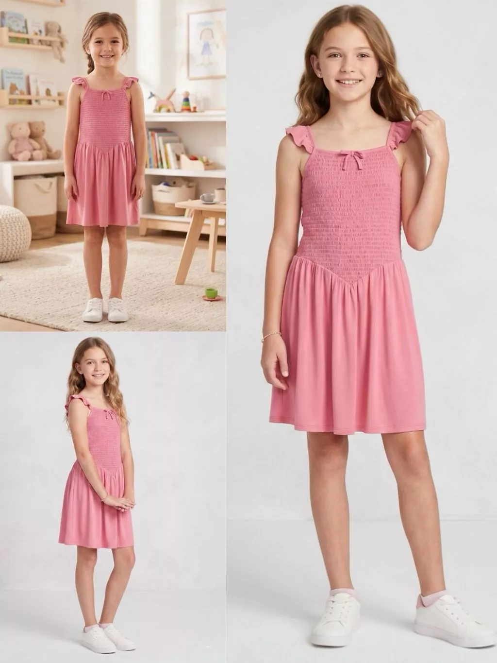 Dress Anak Perempuan Junior Bahan Katun Viscose Adem CRT Kids Smocked Tank Summer Dress - 2615