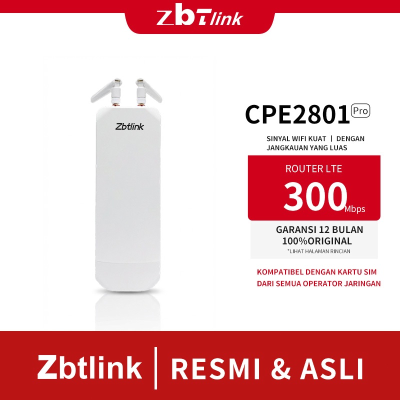 Zbtlink  Modem Router Outdoor 300M  Bisa Pakai SIM Card Sinyal Kuat Cocok untuk Rumah & Toko