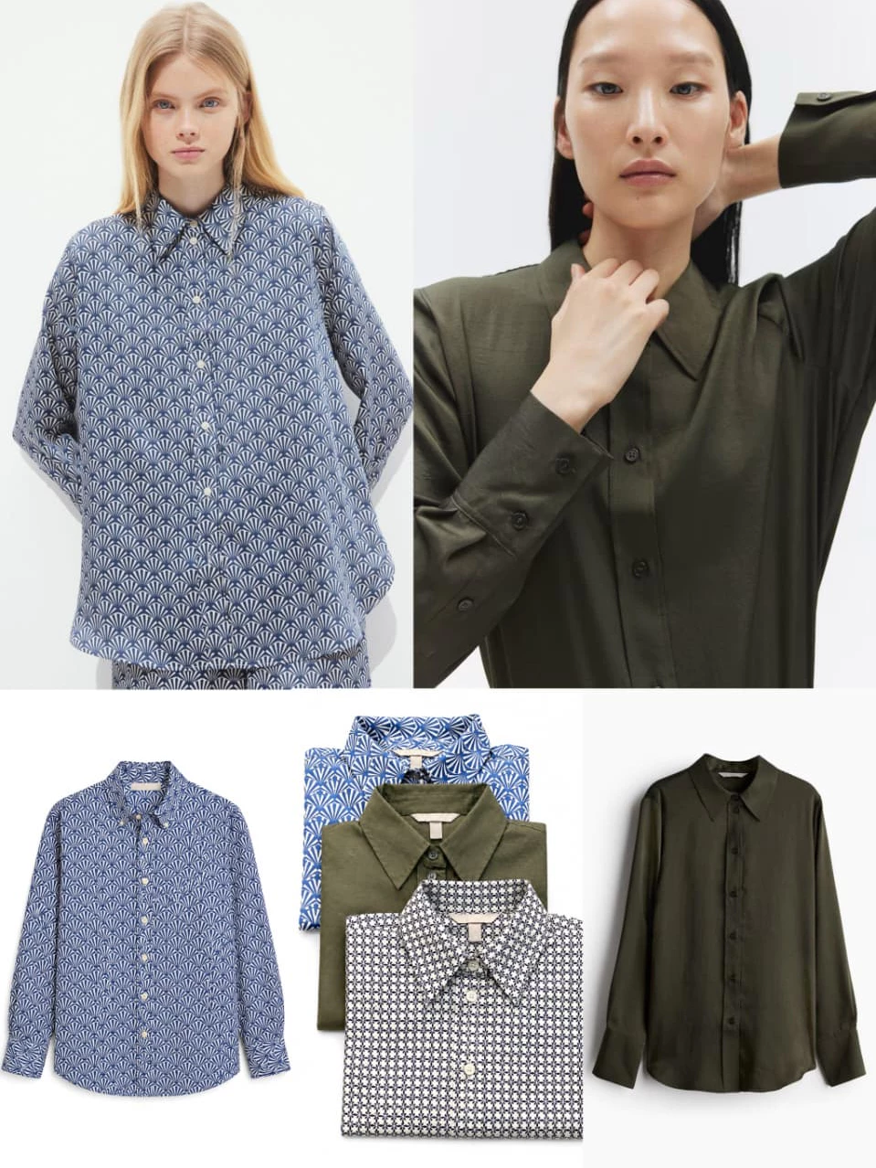 Kemeja Kerah Lengan Panjang Wanita  HM Pointed-Collar Shirt - 2660
