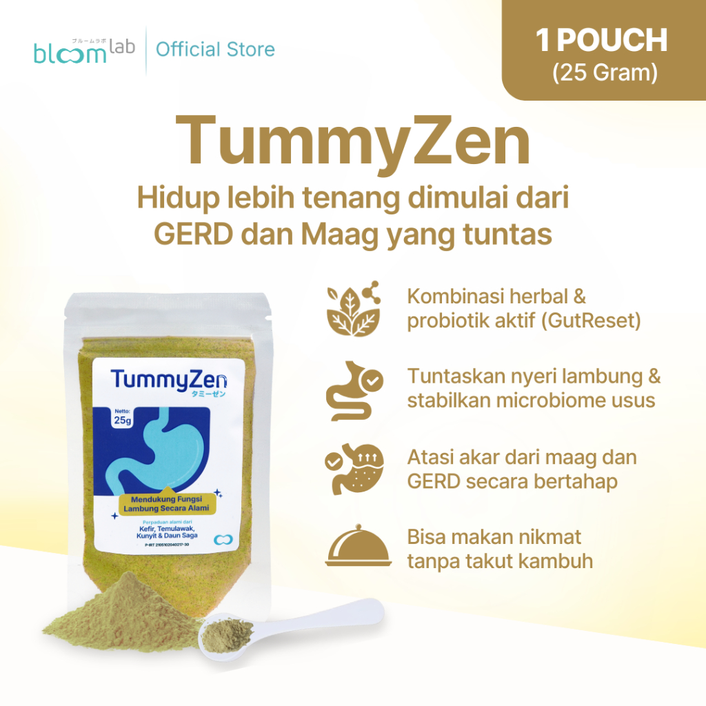 TummyZen Probiotic Alami Pertama Plus Herbal Untuk Nyeri Lambung - by BloomLab