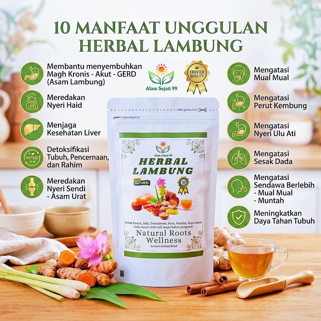 Herbal Asam Lambung Maagh Kronis Akut Mual Perut kembung Sesak Dada Tanpa Efek Samping