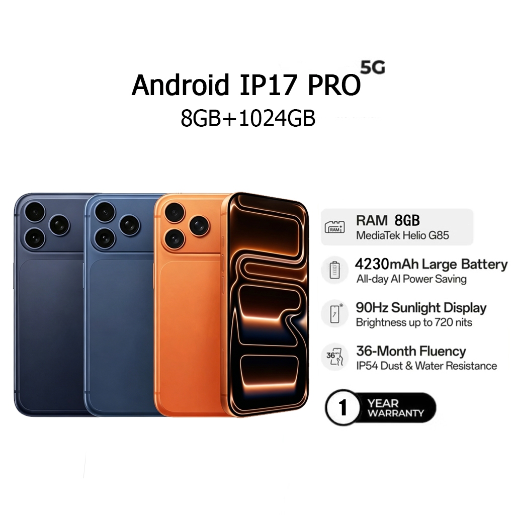 Android hp 6.3 inch Smartphone ip17pro max phone ram 8/1024GB jaringan 4G/5G Garansi Android ponsel