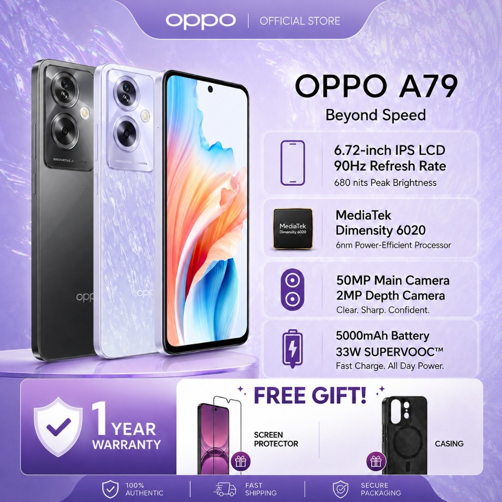 OPPO A79 5G Smartphone | 8GB+256GB | Baterai 5000mAh + Fast Charging 33W | Kamera 50MP