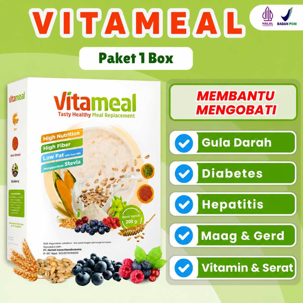 vitameal official store vitamil gula darah vitamale diabetes untuk diet 1 box