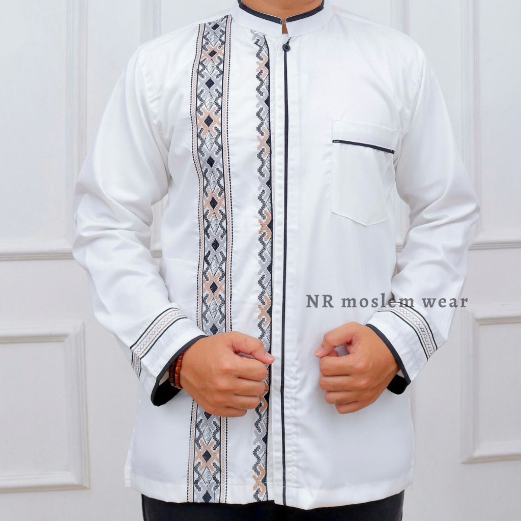 BAJU KOKO PRIA DEWASA , BAJU KOKO PUTIH LENGAN PANJANG  ,KEMEJA KOKO Kode ARK 07
