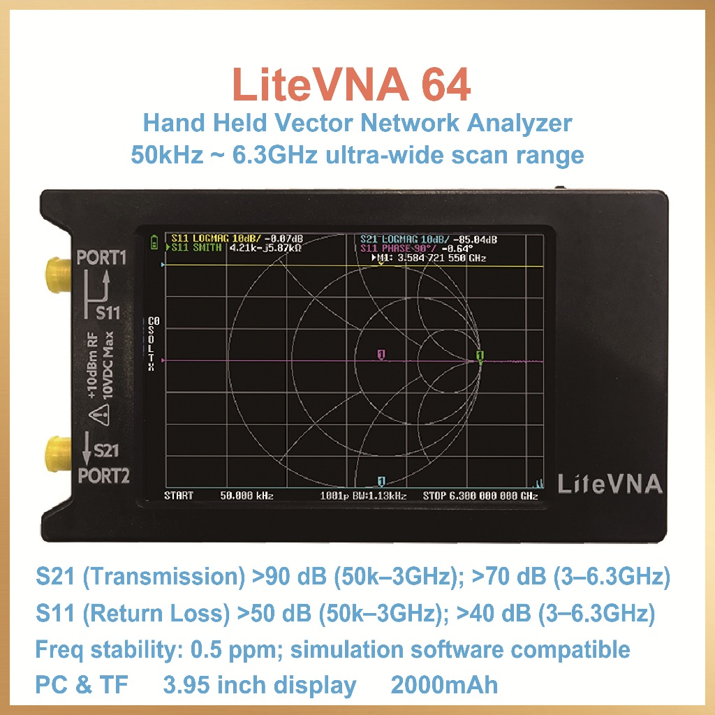 Jual LiteVNA 64 Version 0.3.3 Hand Held Vector Network Analyzer 50kHz ...