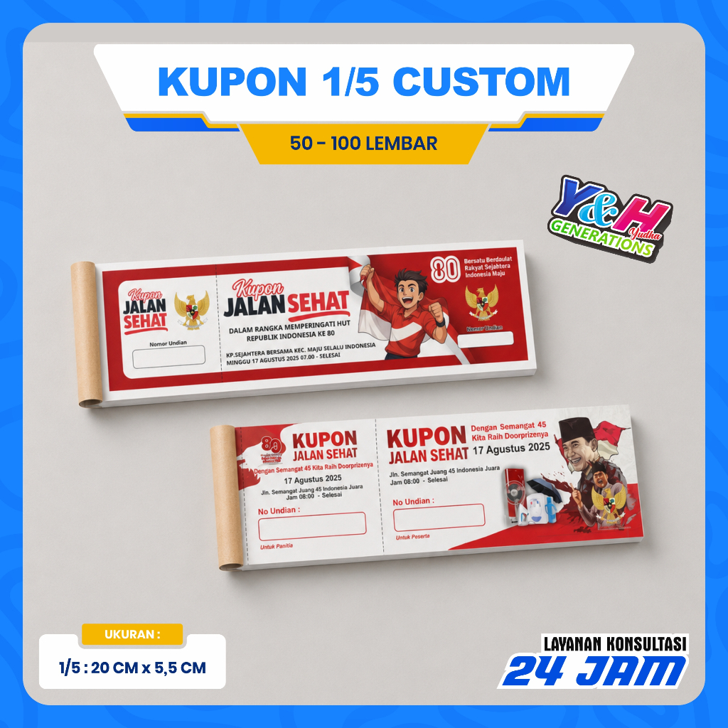 KUPON JALAN SEHAT 17 AGUSTUS KUPON CUSTOM KUPON DORPRIZE KUPON AGUSTUSAN BISA PAKAI NAMA SENDIRI 1/5