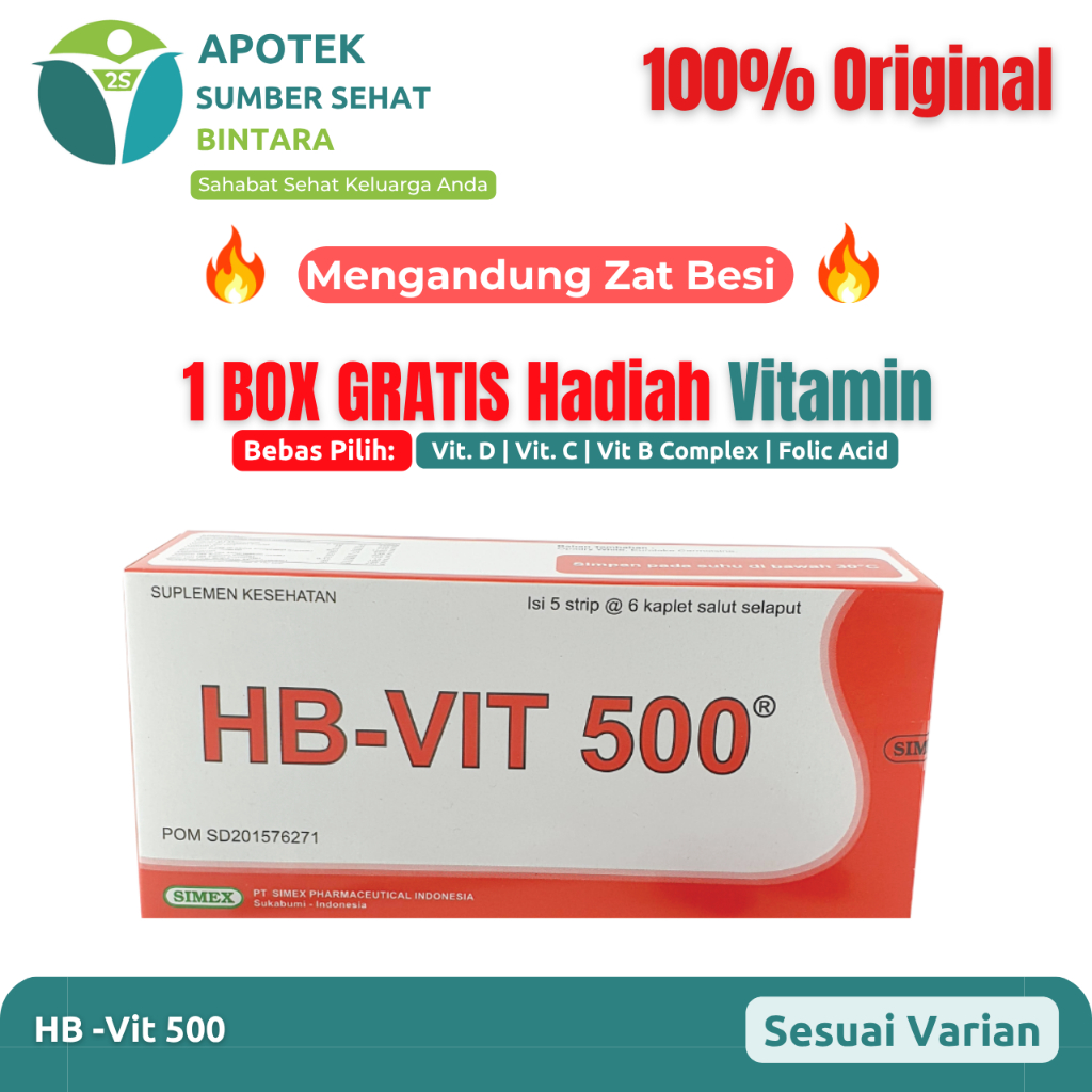 Jual [BOX] HB Vit | 500 Tablet – Suplemen Zat Besi untuk Dewasa dan Ibu ...