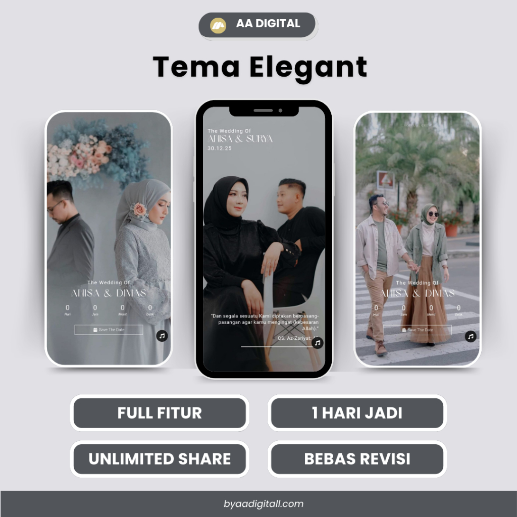 Undangan Digital Website Web Pernikahan Tema Elegant