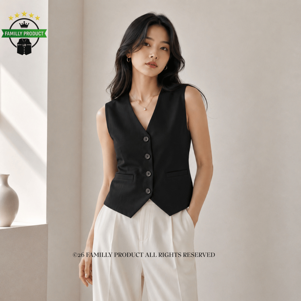 Jual Vest Atasan Basic Top Rompi V-Neck Sleeveless Wanita-Bahan Nyaman ...