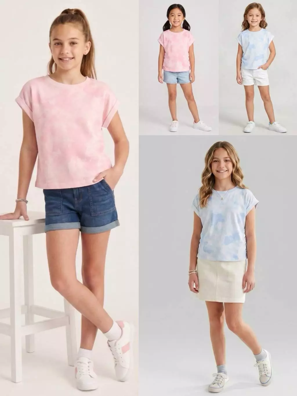 Kaos Lengan Pendek Anak Perempuan Junior OSK Cloud Dye Cinched Tee Kids - 2655