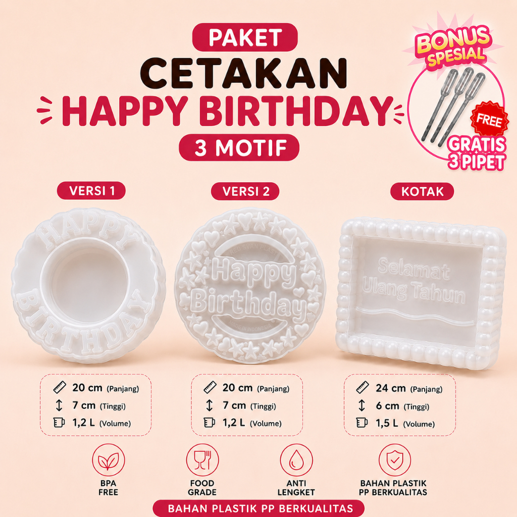Cetakan Puding Happy Birthday