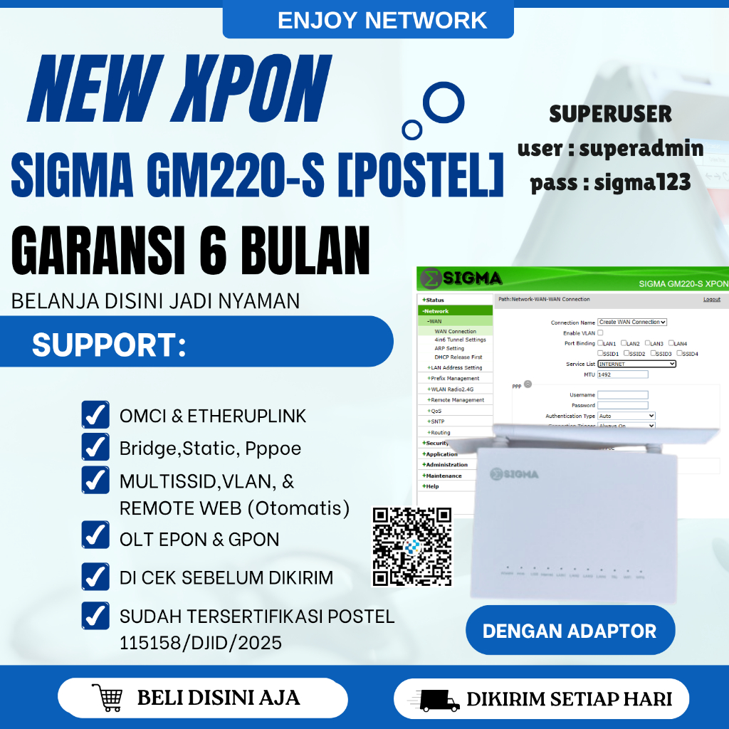 XPON EPON GPON GM220S GM220-S OMCI + Dengan Adaptor