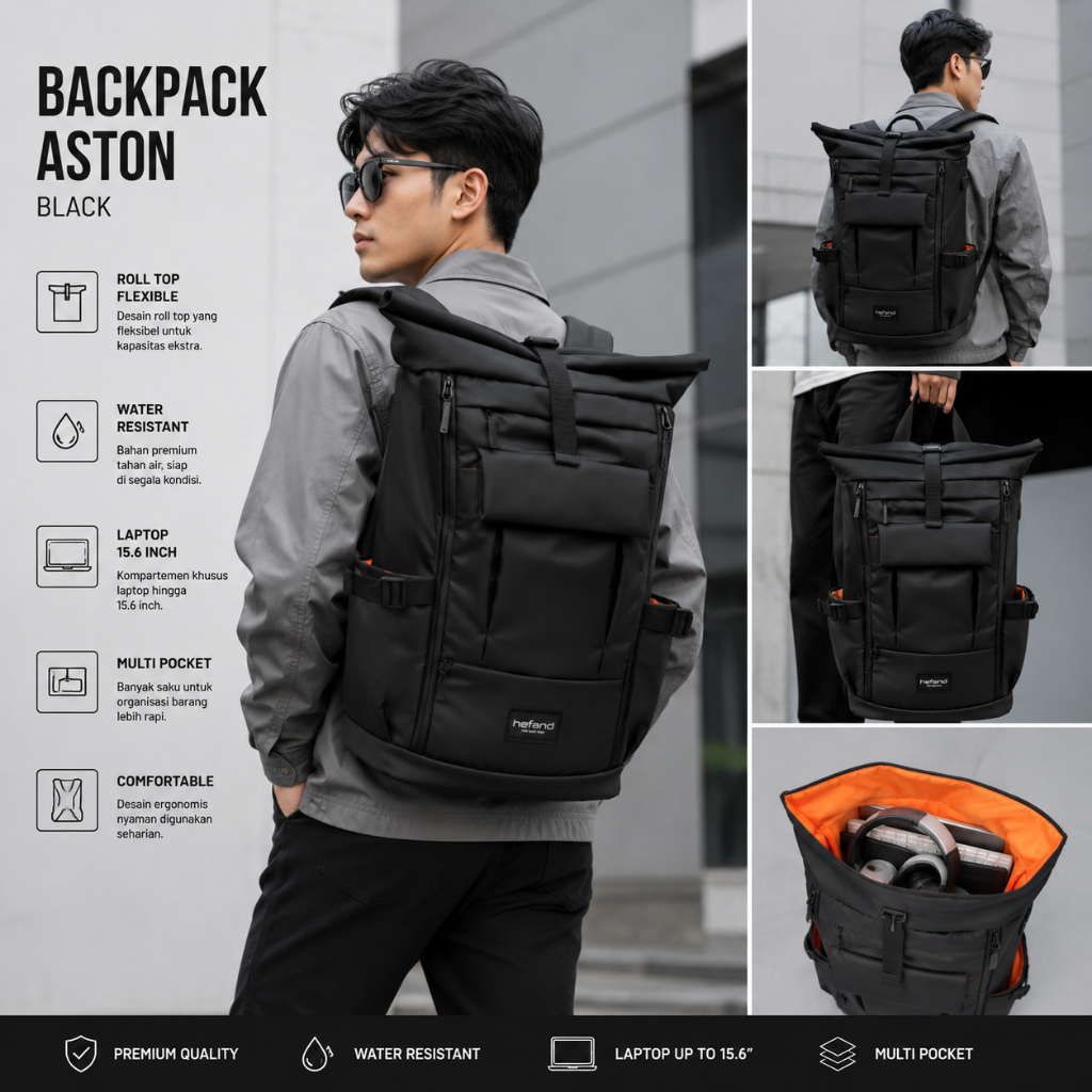 Jual Tas Ransel Pria Backpack Aston Tas Laptop Punggung Tas Travelling ...