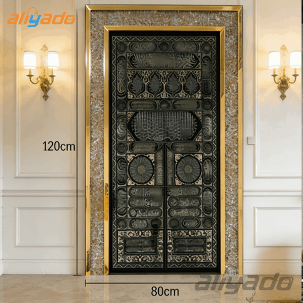 Pintu Kabah Kaligrafi Frame Diamond Luxury Ukuran 120cm x 80cm Hiasan Dinding Islami JAL