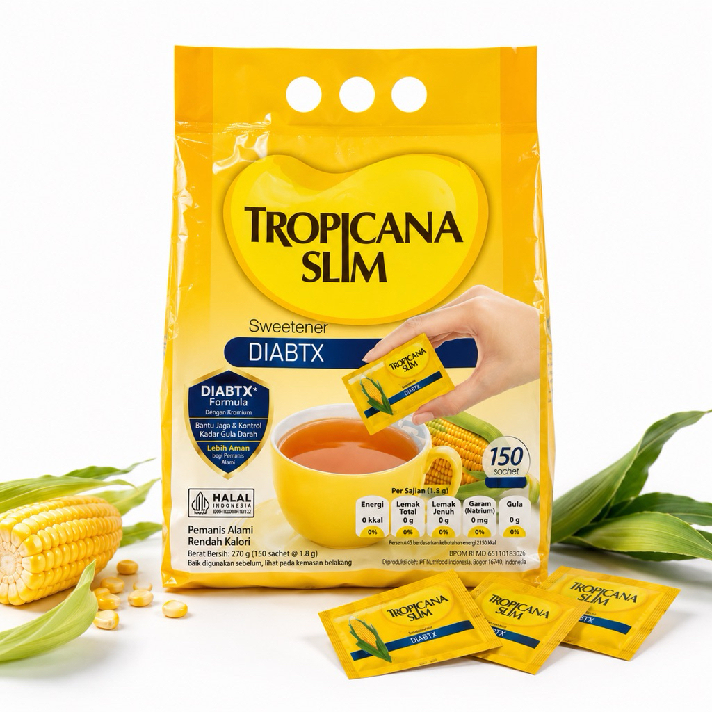 Tropicana Slim DIABTX Gula Diabetes 150 sachet BPOM MD852210183026 150 Sachet Rendah Gula & Kalori Bebas Gula & Kalori