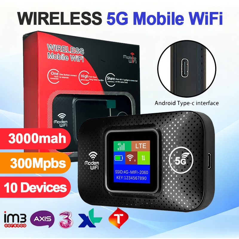 Modem Wifi 5g all operator SIM Card 3000mAh Mifi Telkomsel 300Mpbs Wifi Portable Supports 10 devices