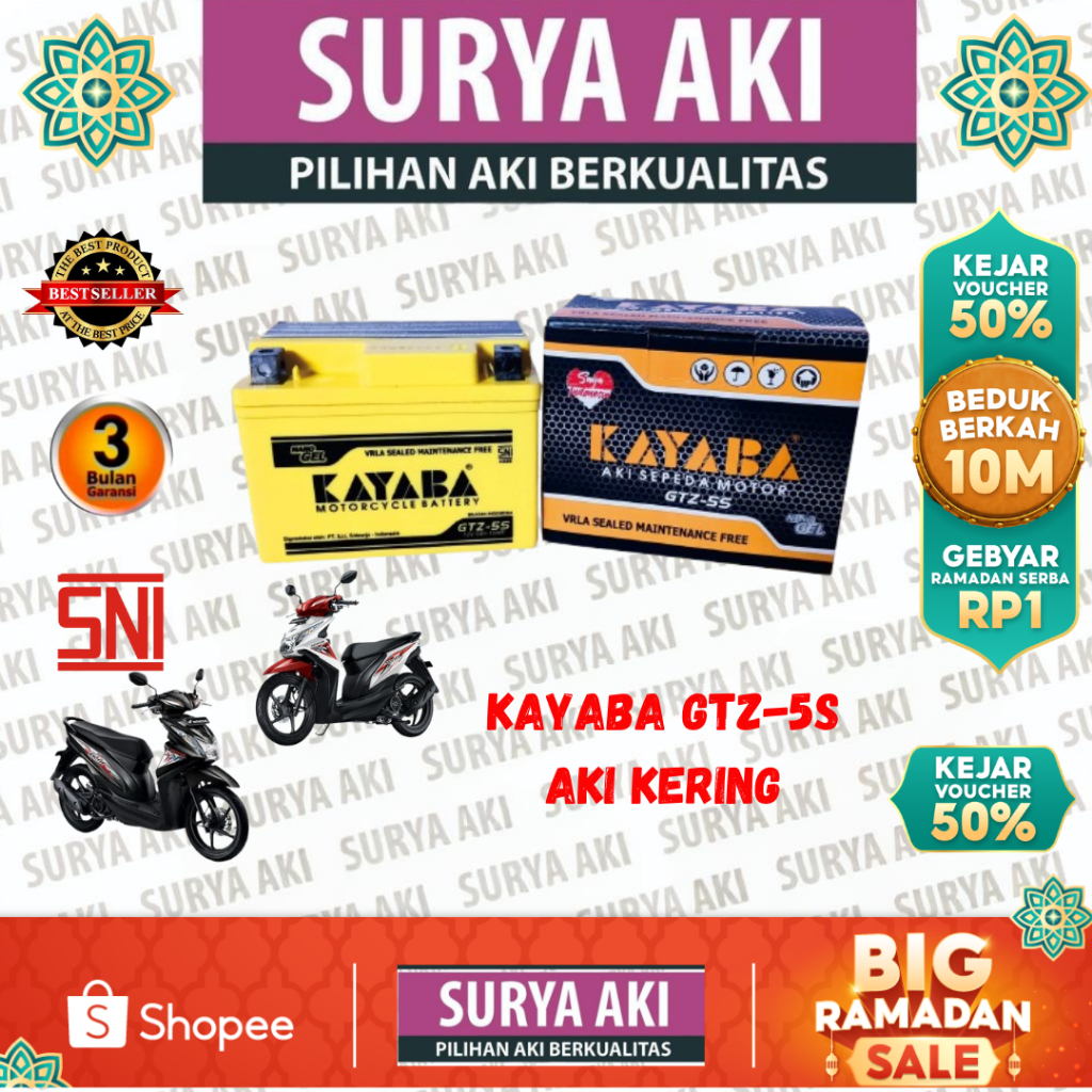 Jual Aki Motor KAYABA GTZ5S Aki Kering BEAT VARIO REVO 110 SCOOPY SUPRA ...