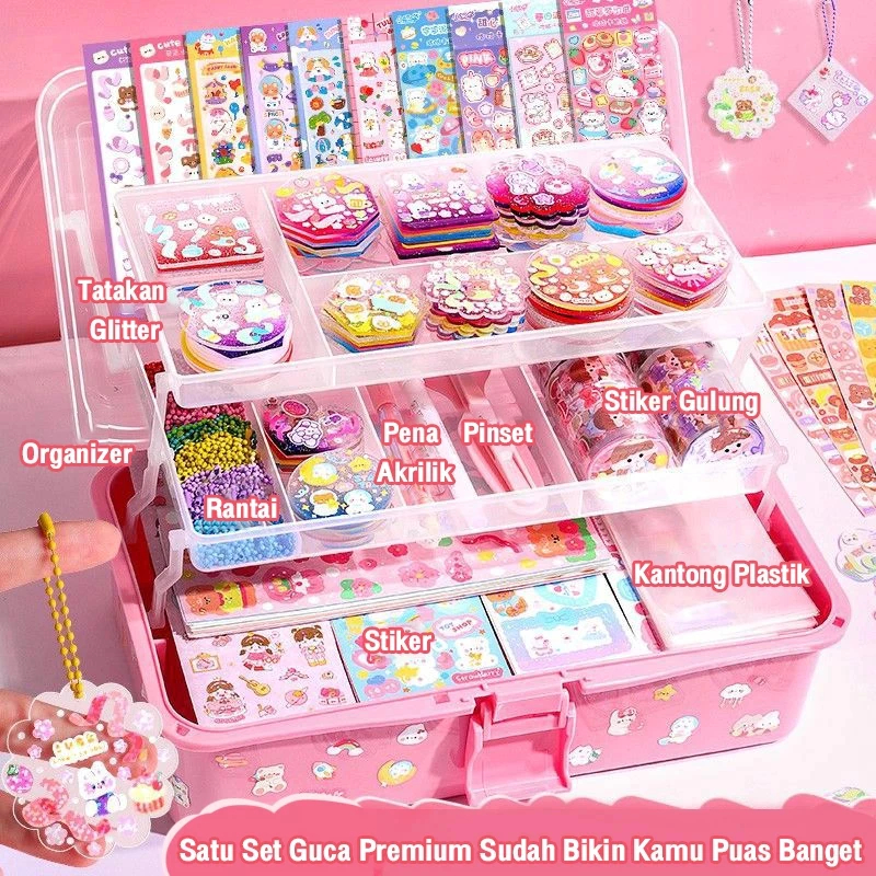 Jual Geetoy 185/303/399Pcs Guka Set Keychain Box DIY Ice Cream Sticker ...