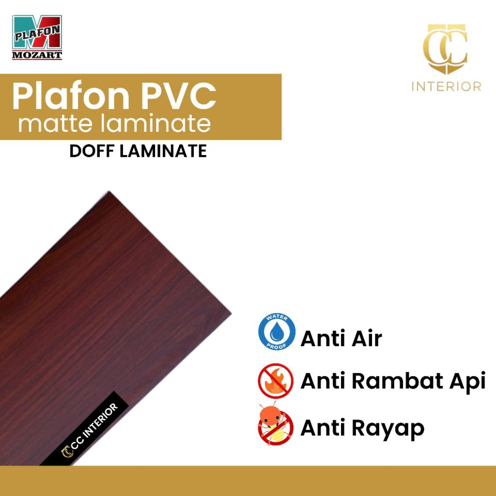 Jual Plafon Pvc Perlembar Doff Laminate Serat Kayu Tebal 8 mm -FINIX ...