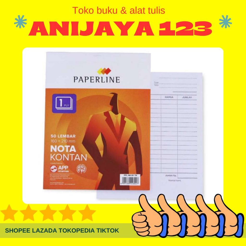 Jual BUKU NOTA KONTAN 1 PLY / 1 RANGKAP BESAR PAPERLINE 50 sheets 1 pcs ...