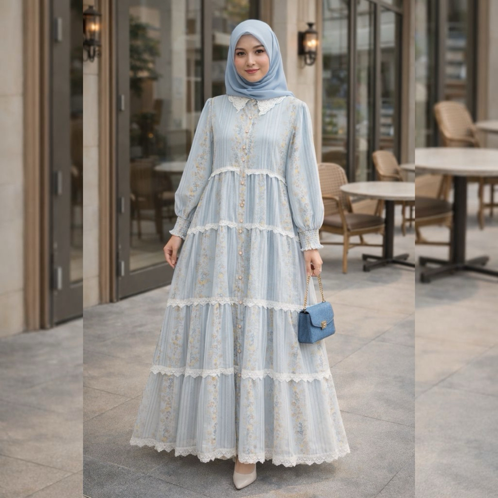 Jual HELENA DRESS By ZIYA ~ Gamis Ceruty Premium Mix Renda Terbaru ...