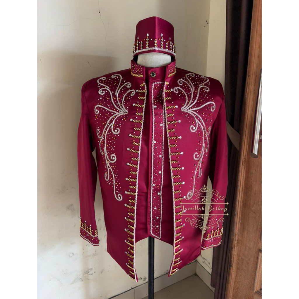 Jual Beskap pengantin pria || beskap sunda || beskap maroon || beskap ...