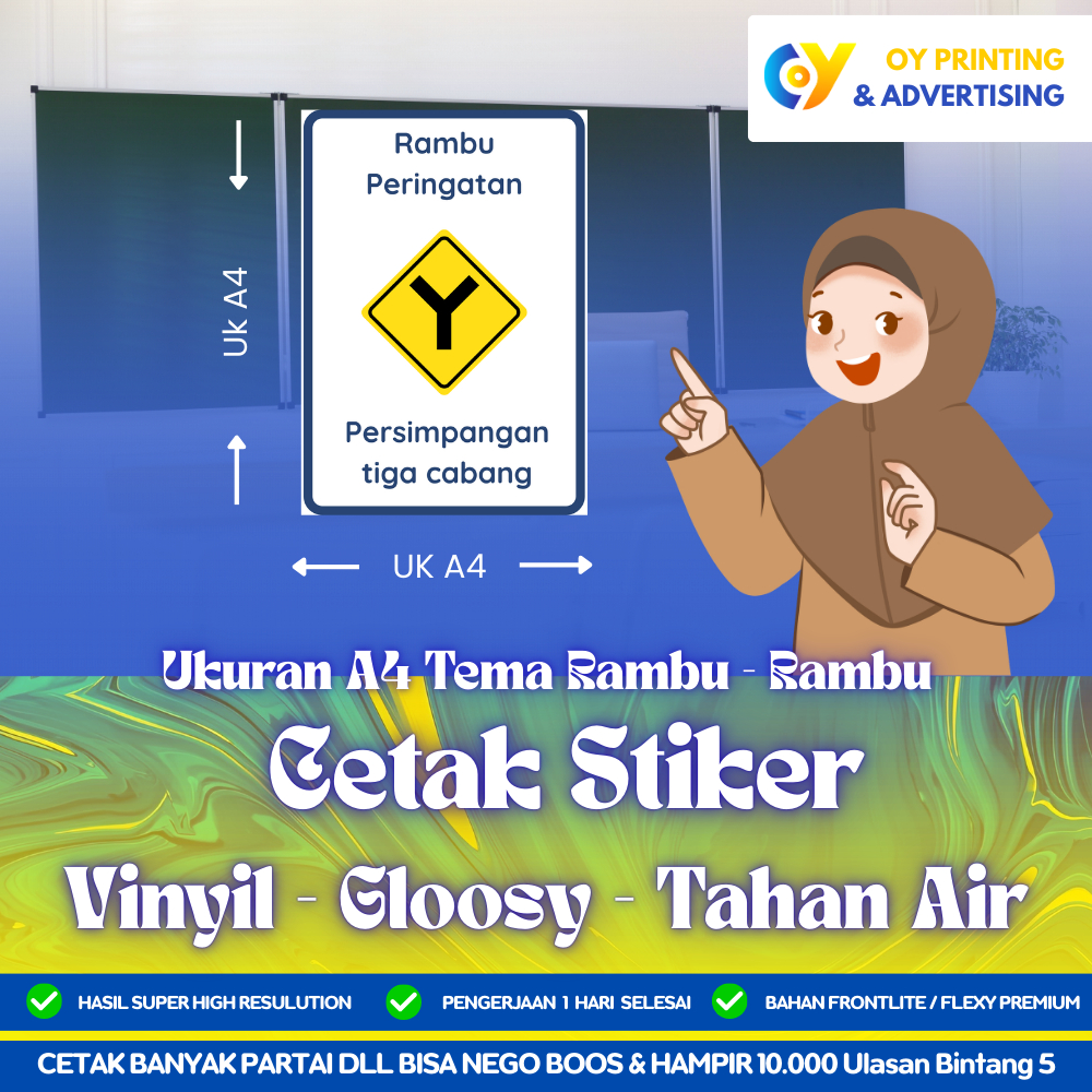 Jual Cetak Stiker Rambu Peringatan Tanda Hati-Hati, Kawasan Rawan ...