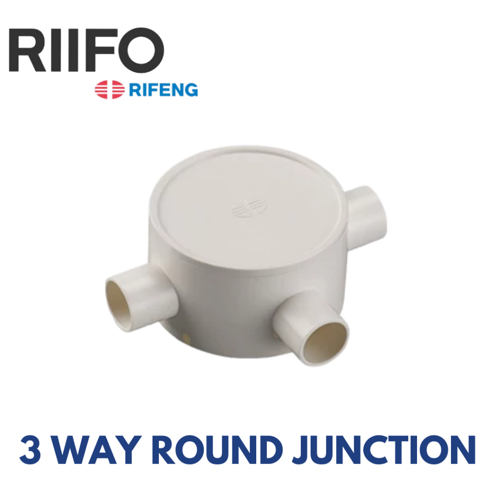 Jual RIIFO Conduit T Dus 20mm 3 Way Round Junction Box PVC 20 mm 1/2 ...