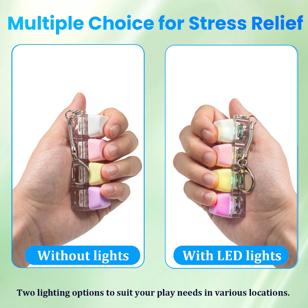 Jual 2PCS Keyboard Fidget Toy Keycaps Keychain RGB light + Non-Light ...