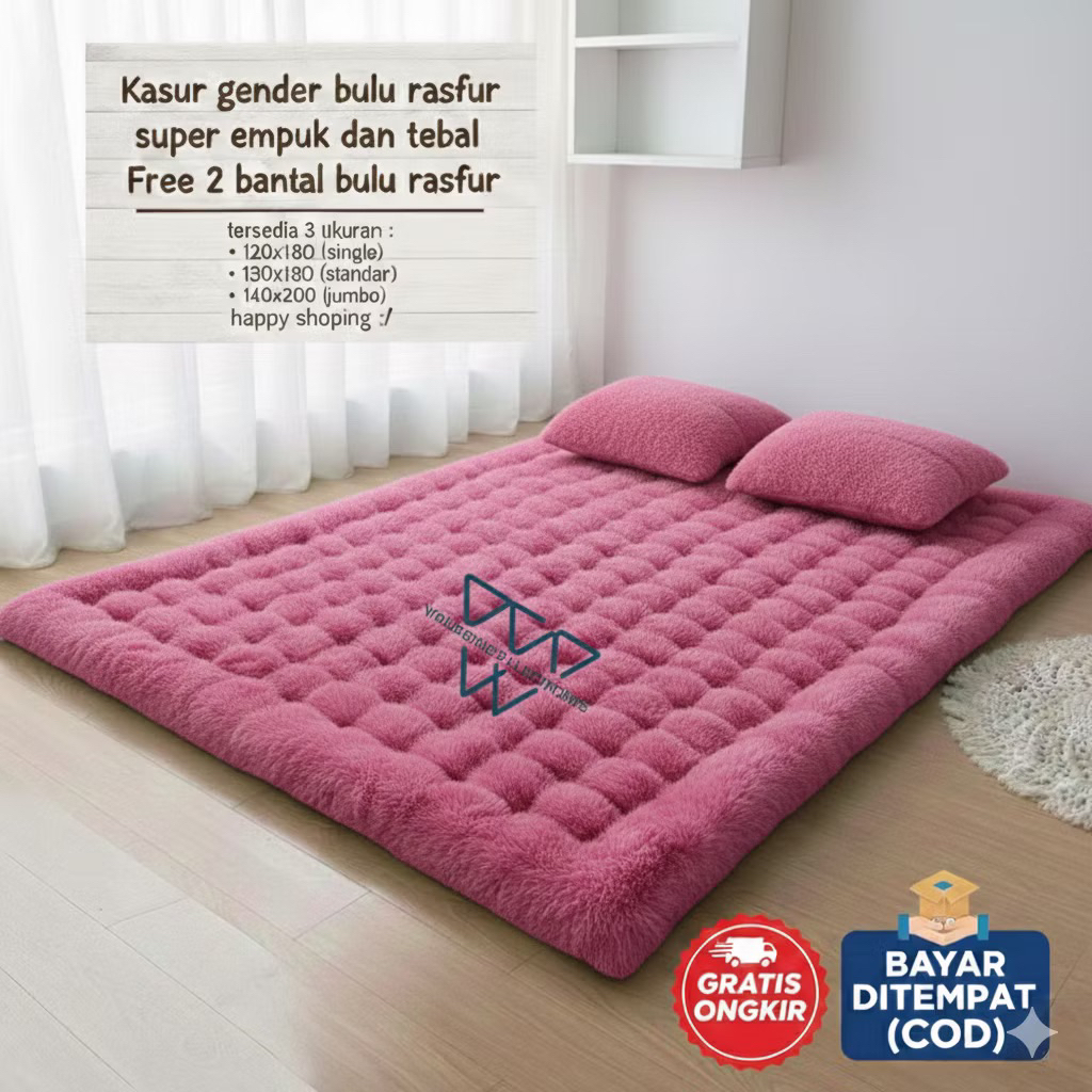 Jual kasur lantai gender bulu rasfur free 2 bantal tebal empuk murah ...