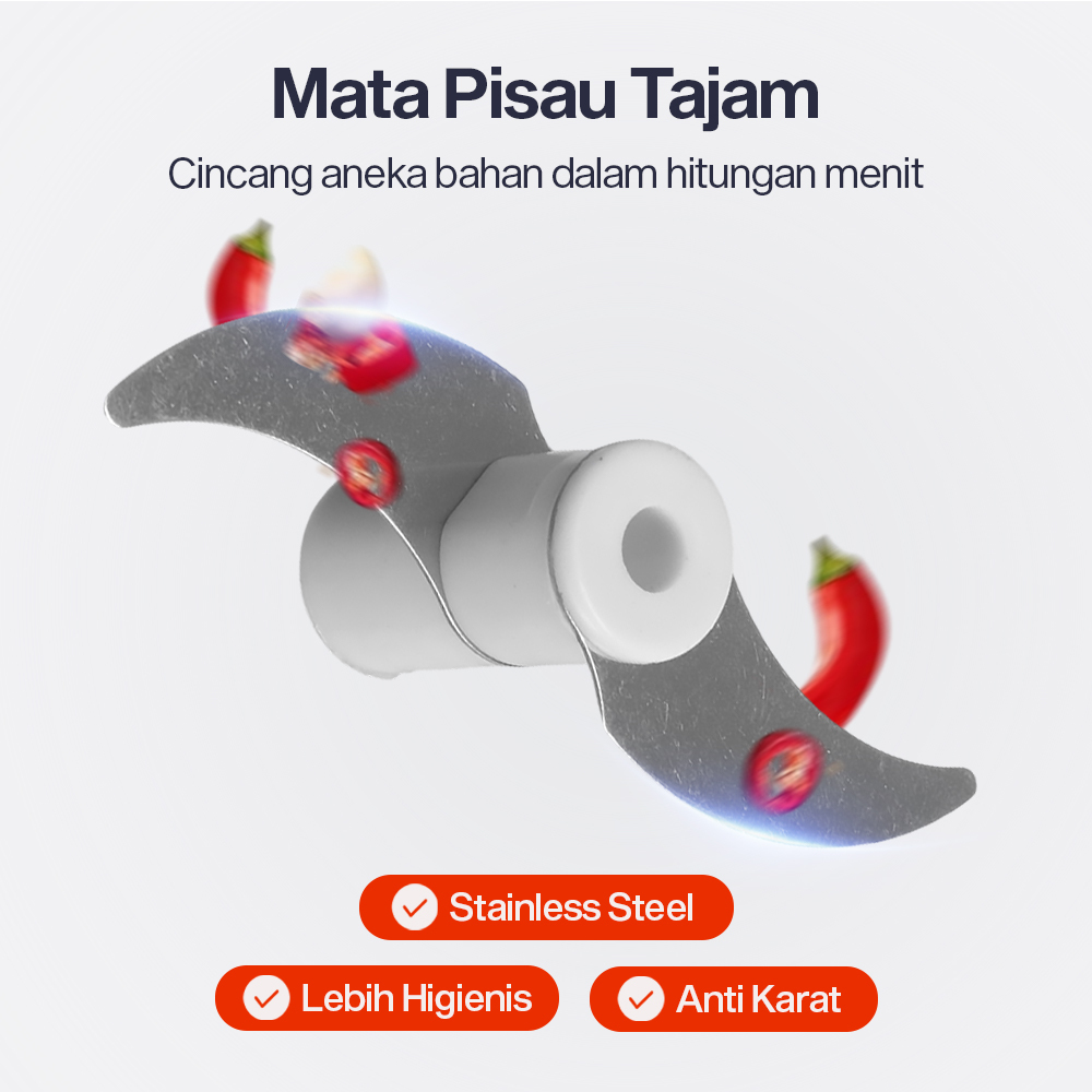 Jual MURAME Mini Food Chopper Blender Tarik Manual - Penghalus Bumbu ...