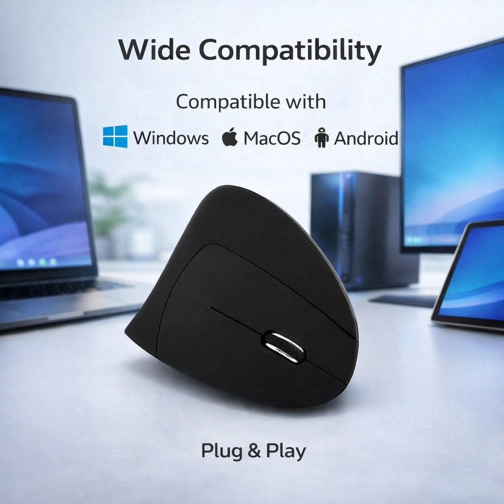 Jual Wireless Mouse Vertical Ergonomic M7043 Dual Connection | Silent ...