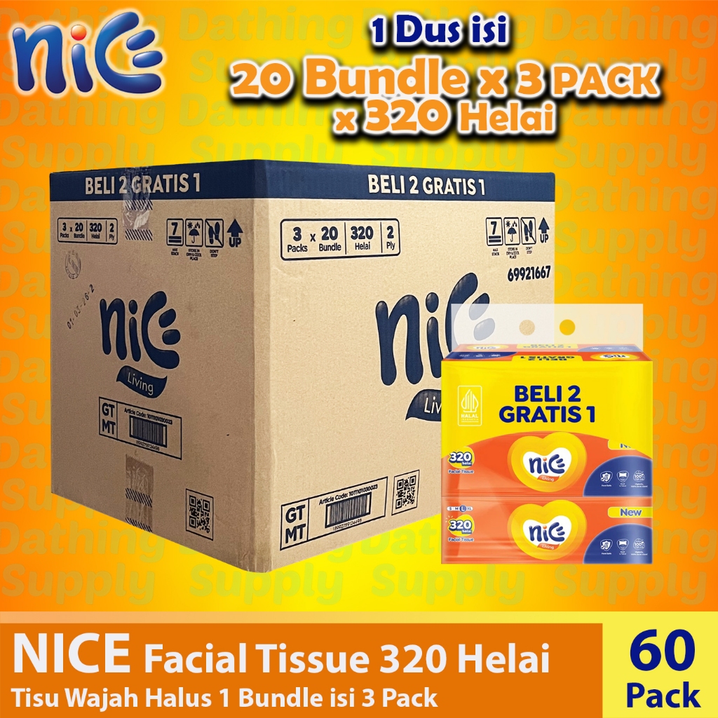 Jual ( GROSIR 1 DUS ) Tissue Nice Facial Tisue Isi 3 Pack x 320 Helai ...