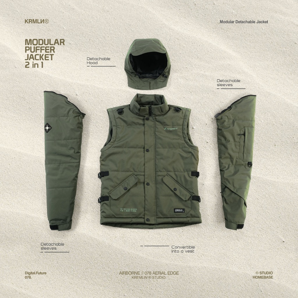 Jual KREMLIN Modular Puffer Jacket Vest 2 in 1 - Green Army - AIRBORNE ...