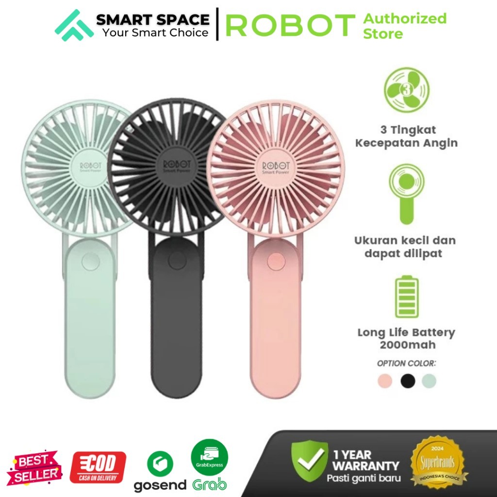 Jual ROBOT RT-BF11 FOLDABLE USB MINI FAN & POWEBANK 2000mAh Original ...