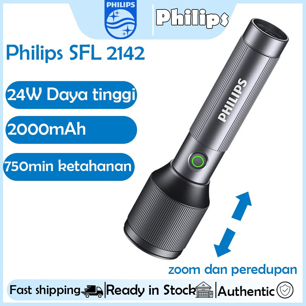 Jual Philips SFL 2142- Senter LED Zoom Flashlight Rechargeable ...