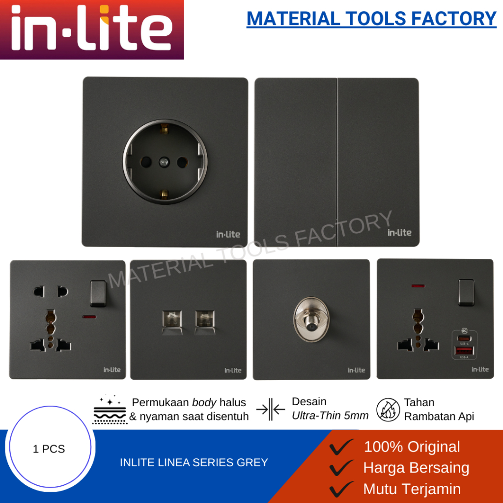 Jual SAKLAR - STOP KONTAK - SAKLAR LAMPU - Inlite LINEA GREY - Saklar ...
