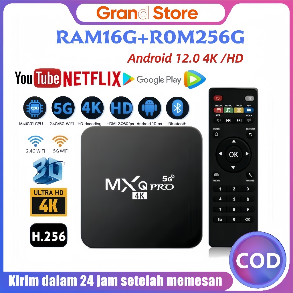 Jual NEWW MXQ Android Box 12.0 4GB/16GB Setop Box Miracast Netflix ...