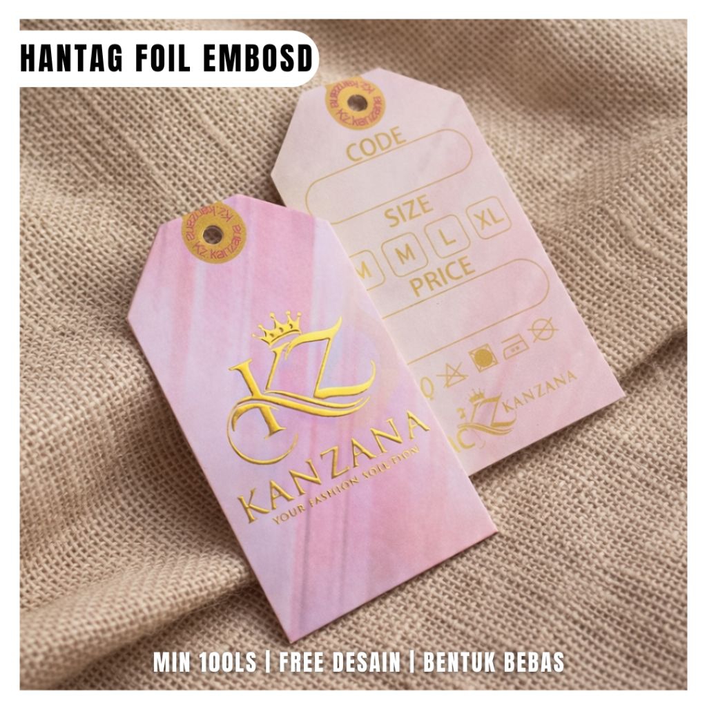 Jual hantag foil embosd /hantag han tag tebal/tag baju/label baju/label ...