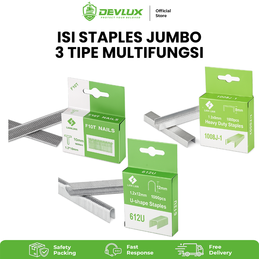 Jual Isi Staples Tembak Jumbo 3 in 1 | 3 Ukuran 612U / 1008J / F10T ...