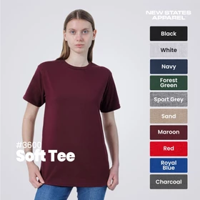 NEW STATES APPAREL Kaos Polos Pria Dan Wanita Lengan Pendek Softee 30s S 2XL 3600