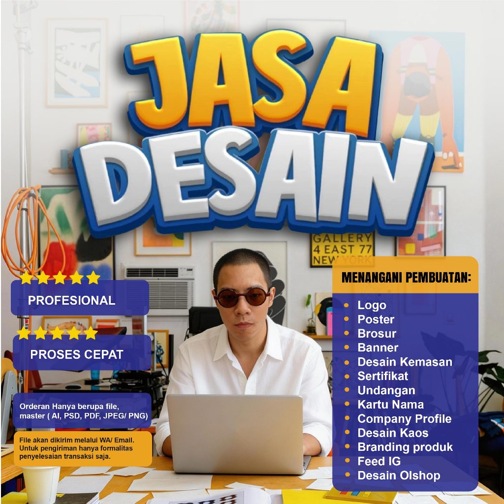 JASA DESAIN GRAFIS, DESAIN LOGO, DESAIN BANNER, SPANDUK, STICKER, POSTER, BROSUR, UNDANGAN, FLYER, MOCKUP, DLL