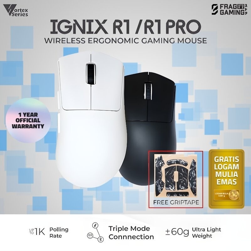 Jual VortexSeries IGNIX Series R1 Mouse | Ergonomic Light Weight Tri ...